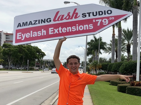 Sign Spinners for Amazing Lash Studios Florida