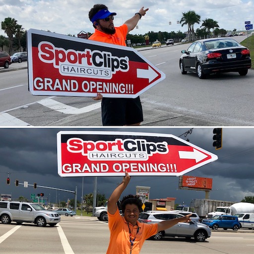 Sign Spinners for Sports Clips