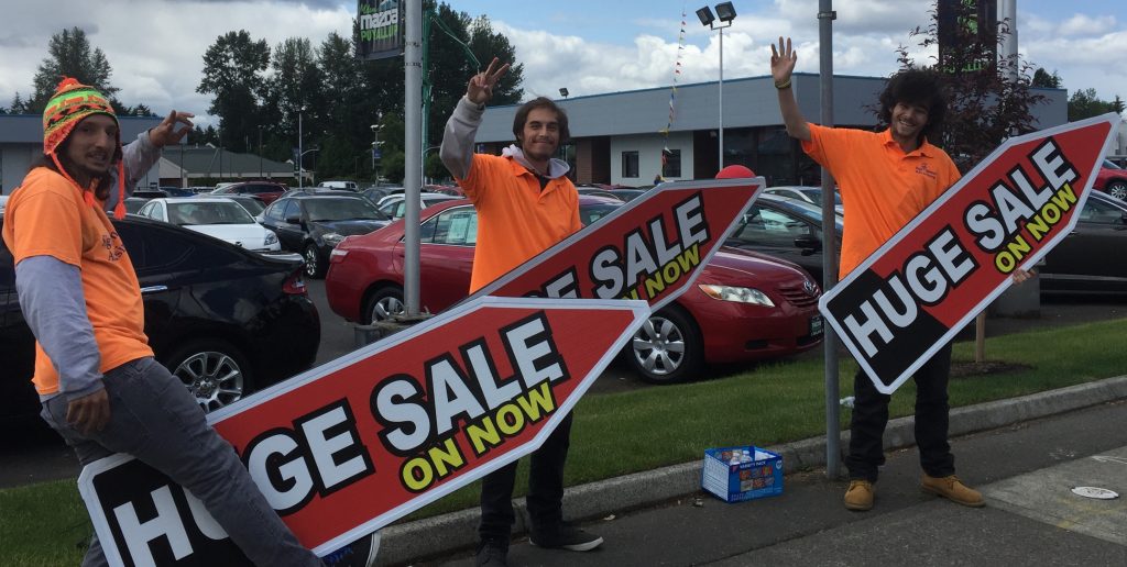 Memorial Day Sale for Milam Mazda Was A Huge Success Thanks To Our Sign Spinners (Seattle Team)